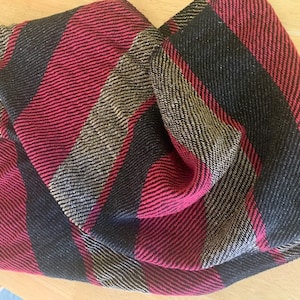 Red, Black, Silver, and Metallic Gold Handwoven Scarf