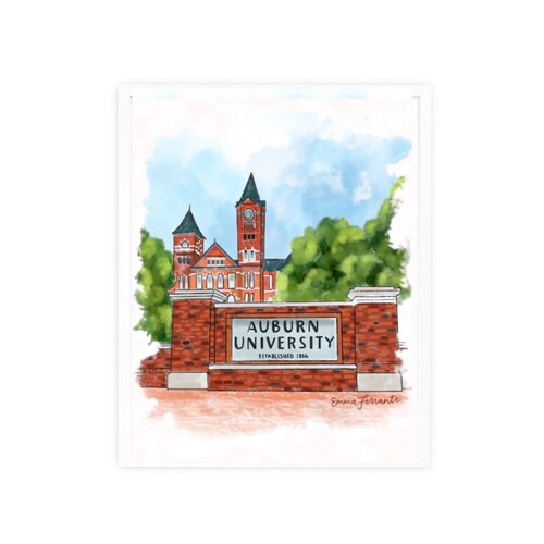 Auburn University Art Print Watercolor Painting Alabama Etsy