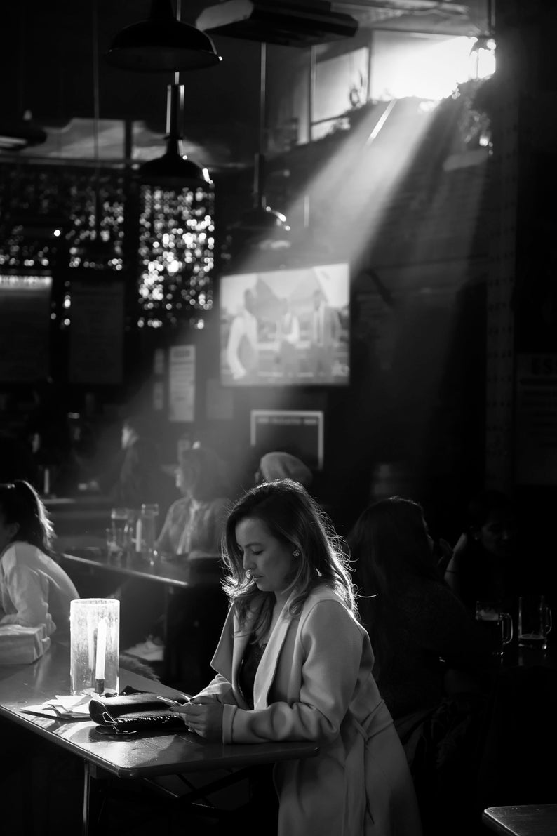 New York NY Light Bar Black/&White BW Noir Wall Art Woman Smartphone House Decoration Decor Pub Portrait Fine Art Photography Digital