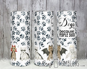 Süße Hunde Yorkie Pfote Drucke Sublimation Digital Design Png, 20oz Straight Tumbler Design Png Digital Full Wrap