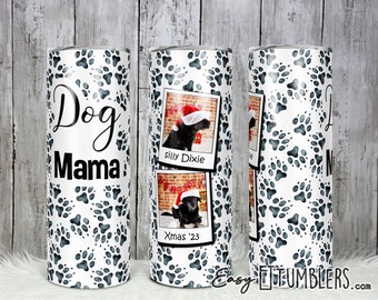 Nahtlose niedlichen Haustier Hund Katze Pfote Drucke zwei Fotos Becher Design PNG, fügen Sie Ihre eigenen Fotos und Text, Sublimation Tumbler Design Wrap