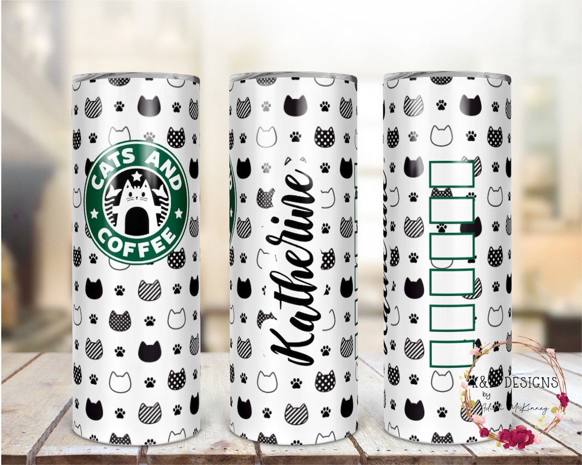 Cute Cat Tumbler Cat Lovers Tumbler Starbucks Inspired Etsy