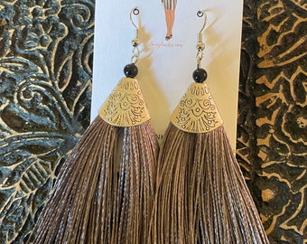 Grey tassel earrings