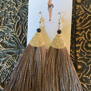 Grey tassel earrings image 1