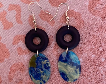 Various colors wood and acrylic dangle & drop earrings