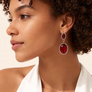 Vintage looking faux Ruby earrings