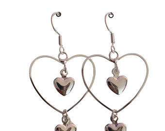 Boucles d'Oreilles Pendantes Coeur