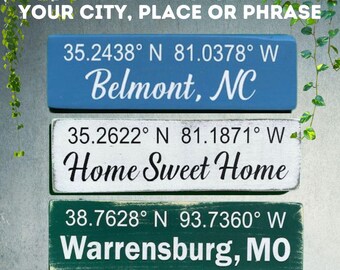 12" x 3.5" City Sign with Coordinates