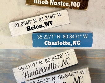 14" x 3.5" City Sign with Coordinates