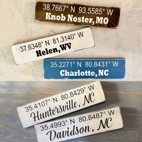 14" x 3.5" City Sign with Coordinates