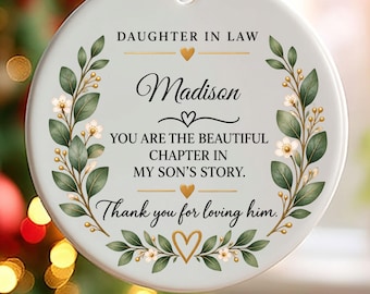 Daughter-in-Law Ornament, Personalized Ring Holder Ornament, Engagement Gift, Wedding Bridal Shower Keepsake, Christmas Gift for daughter