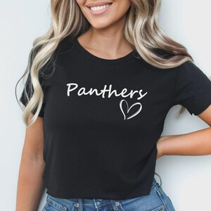 Custom Team Name with Heart Crop Tops Shirt, School Spirit Wear Graphic Crop Tops Tee, Personalized Football Team Crop Top Shirt