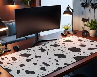Dalmatian Print Desk Mat, Aesthetic Desk Accessory, Cute Workspace, Trendy Workspace, Boho Desk, Boho Chic, Cute Desk Topper, Desk Pad
