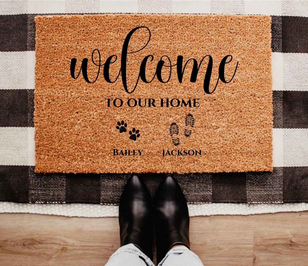 Custom Family & Pet Name Welcome Mat, Custom Names Doormat, Welcome Mat ...