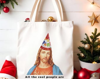 Bolsa de mano con el texto "Todas las personas geniales nacieron en diciembre", ideal para Navidad, cumpleaños, Jesús, cristiano, regalo de cumpleaños de diciembre, fe en las fiestas, Navidad.