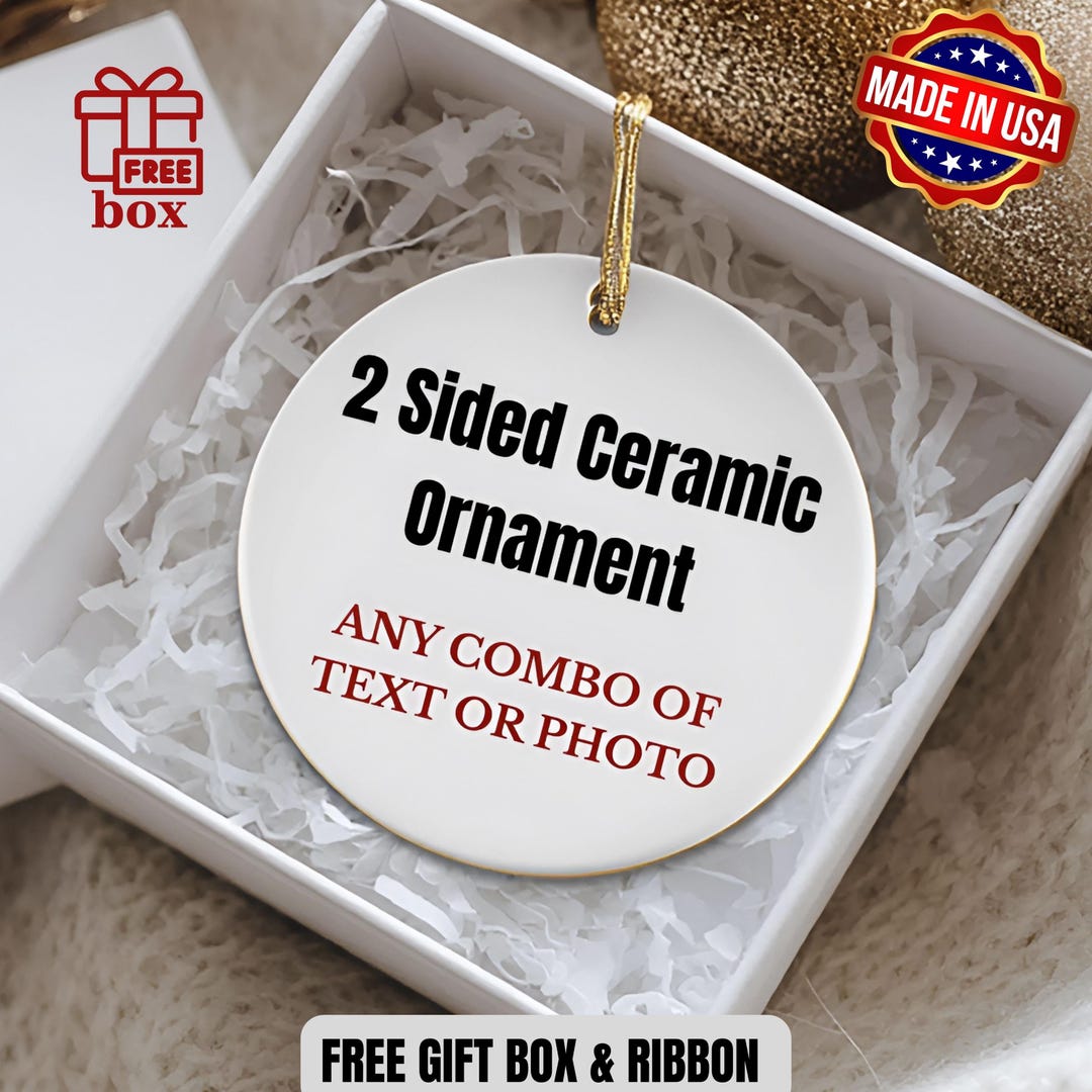 Custom Christmas Ornament With Photo – Custom 2 Sided Ceramic Ornament ...