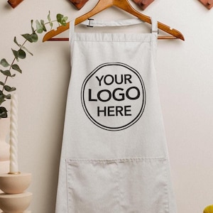 Personalized Logo Apron With Pockets, Custom Text Logo Apron, Custom Print Apron, Custom Kitchen Apron Women and Men, Chef Gift,Artist Apron