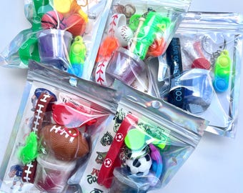 Sports-Themed Party Favors | Basketball, Football & Baseball Keychain Packs, Slime, Tattoos | Sports Birthday Supplies Unique gift - CHOOSE