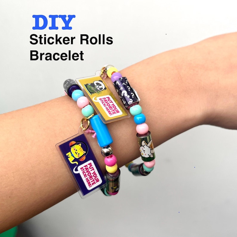 Homemade Sticker Book Sticki Rools DIY Sticker Roll Bracelet Kit, Necklace Kit, Sticki Rolls Craft, DIY ...
