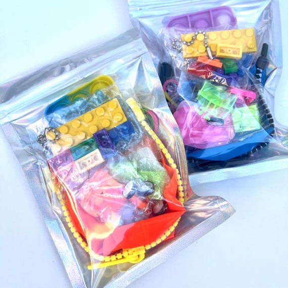 Lego Birthday Party Favor | Building Blocks Theme Party | Kids Birthday | Sensory Fidget Toy | Built your own keychain and Mini Car Toy
