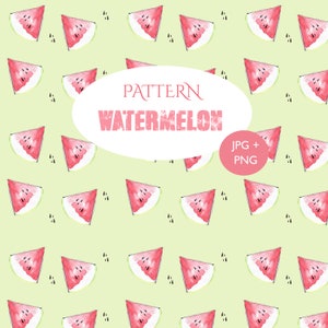 Pattern watermelon  disegnato a mano con tecnica acquerello, ideali per sfondi scrapbooking, carta da parati, cuscini. Personalizzabile