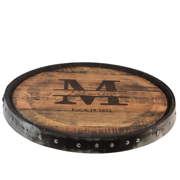 Bourbon Barrel Top 24 inch Lazy Susan/Whiskey Barrel Head Lazy Susan Turntable / Personalize It/ Personalized Gifts/FREE SHIPPING
