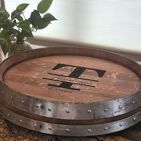 Personalized Lazy Susan/ Wine Barrel Top 24 inch Lazy Susan/ Lazy Susan Turntable / Wine Barrel Lazy Susan-Personalized Gifts/FREE SHIPPING