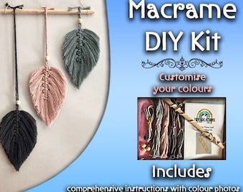 Macrame DIY Kit for Macrame Feathers in Dark Grey / Mustard