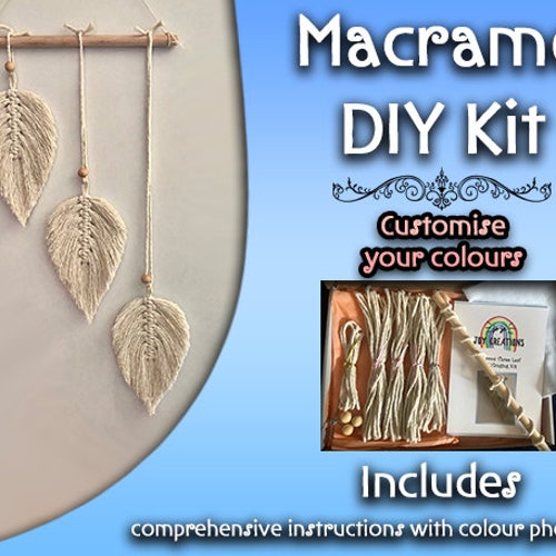 Macrame Kit DIY Feather / Leaf beginner various colours