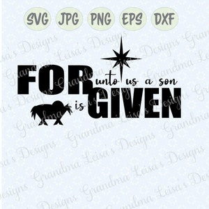 Puede incluir: Diseño gráfico en blanco y negro con una estrella, un corazón y el texto "For unto us a son is given".