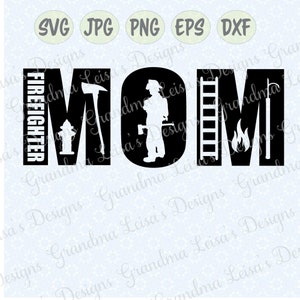 Bombero MOM - svg, png, jpg, dxf, eps, cricut, silueta estudio corte archivo vinilo calcomanía, diseño de camiseta, plantilla de plantilla