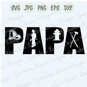 消防士パパ - svg、png、jpg、dxf、eps、cricut、シルエットスタジオカットファイルビニールデカール、Tシャツデザイン、ステンシルテンプレート