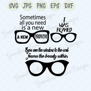 Eye Glass Quotes -Bundle - svg, png, jpg, dxf, eps cricut, estúdio de silhueta, arquivo cortado, decalque de vinil, design de camiseta, modelo de estêncil