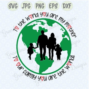 Para el mundo eres mi madre - svg, png, jpg, dxf, eps cricut, estudio de silueta, archivo cortado, calcomanía de vinilo, diseño de camiseta, plantilla de plantilla