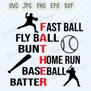 Padre - Baseball - svg, png, jpg, dxf, eps, cricut, silhouette studio taglia file decalcomania in vinile, design t-shirt, modello stencil