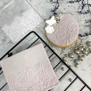 Lace #2 Print Embosser - Fondant Icing Cupcake Cookie Biscuit Cake Decorating Stencil Topper Tool Stamp