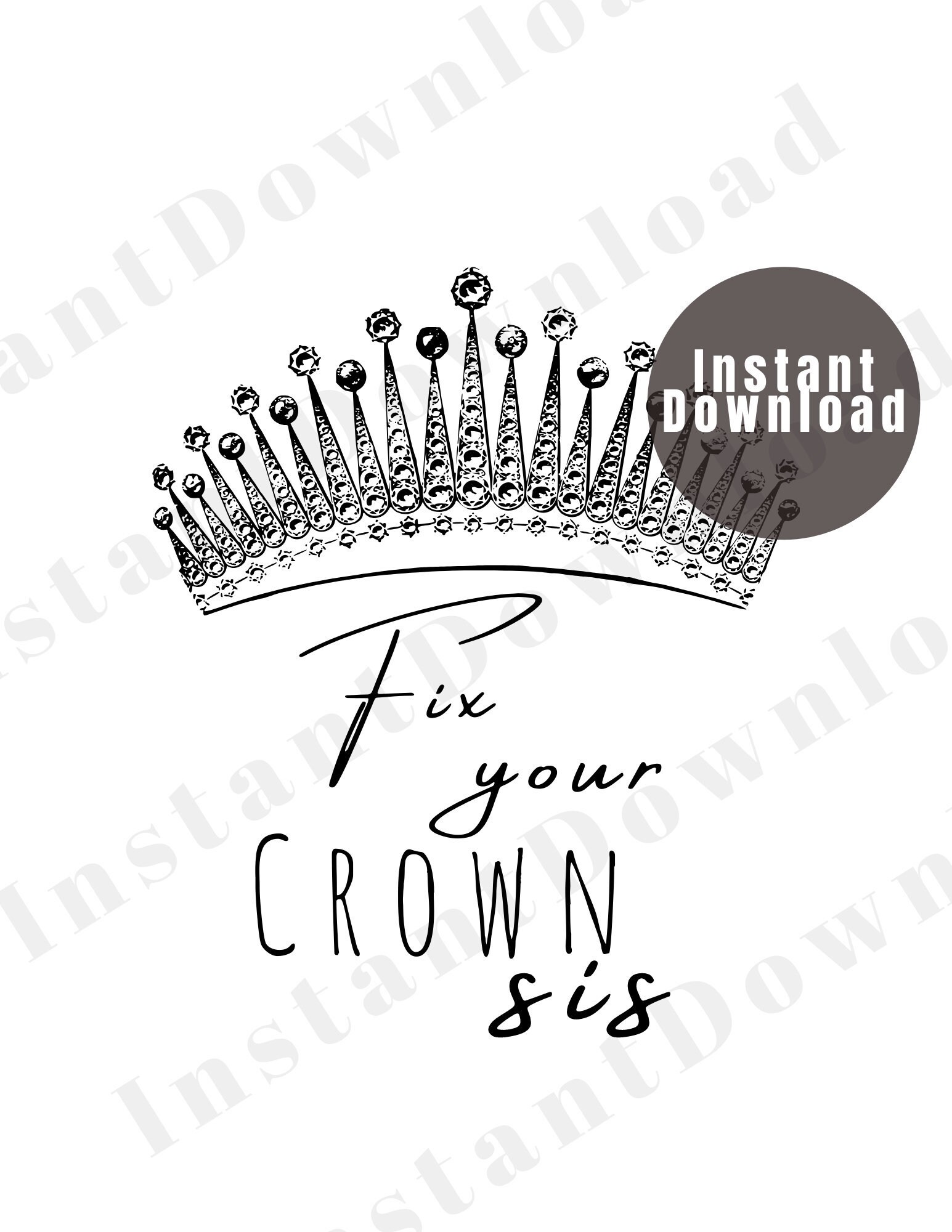 Fix Your Crown Queen Quotes Fix Your Crown Sis Quote Motivation Wall Art Sister Quotes | Etsy India