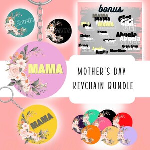 Mother&#39;s day Svg keychain bundle, mama keychain svg, Personalized mothers day gift from daughter, grandma,aunt,sister, Mom&#39;s Birthday