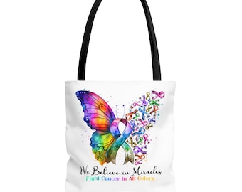 Cancer Awareness Tote Bag: Butterfly Ribbon Design, Inspirational Gift