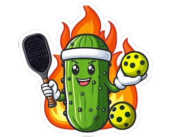 Pickle Playing Pickleball Sticker: Fun Vinyl Decal, Laptop sticker
