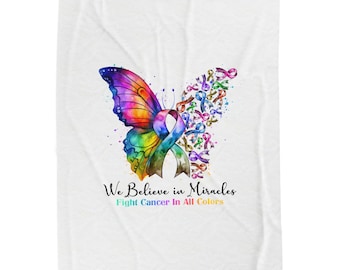 Cancer Awareness Plush Blanket: Survivor Hope, Butterfly Ribbon