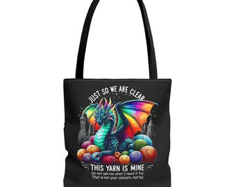 Dragon Yarn Hoard Tote Bag: Knitting Crochet Craft Bag