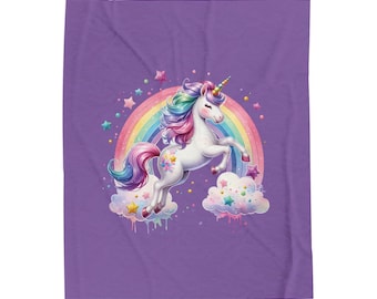 Unicorn Velveteen Plush Blanket: Cozy Kids Bedding, Whimsical Throw