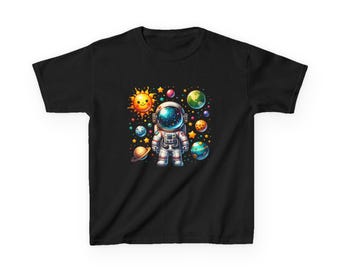 Cute Astronaut Kids Tee, Galaxy Planets Graphic, Children's T-Shirt