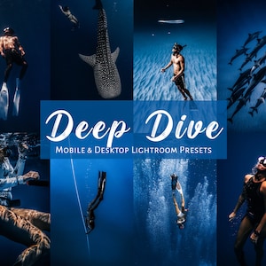 10 Deep Dive Lightroom Presets for Mobile and Desktop, Underwater Presets for Divers, Freediving and Scuba Diving Presets, Gift for Divers