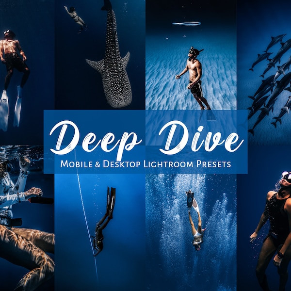 10 Deep Dive Lightroom Presets for Mobile and Desktop, Underwater Presets for Divers, Freediving and Scuba Diving Presets, Gift for Divers