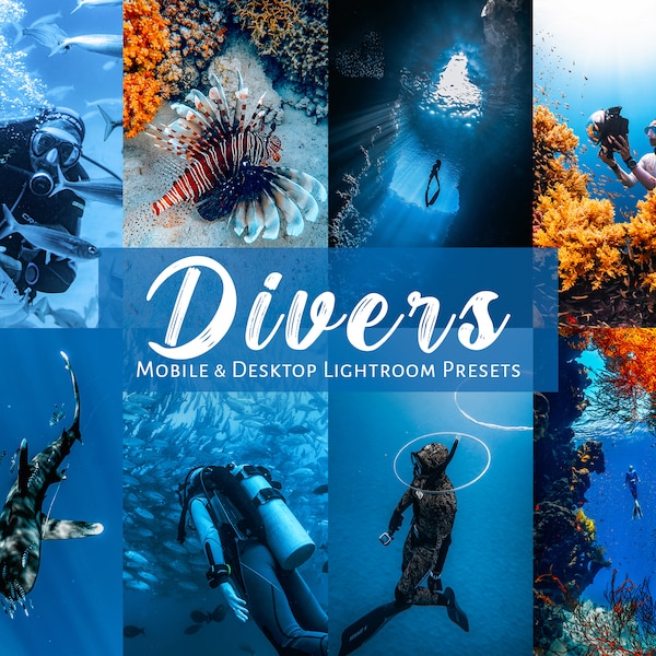 10 ajustes preestablecidos de Lightroom de buceo submarino para dispositivos móviles y de escritorio, ajustes preestablecidos de fotografía submarina, filtros de fotos de buceo GoPro, regalo para buceadores