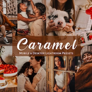 10 Caramel Brown Lightroom Presets for Mobile & Desktop, Brown Presets, Warm Presets, Mobile Presets, Instagram Presets, Moody Photo Filters