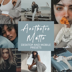 8 Lightroom Presets for Mobile & Desktop, Aesthetic Matte Low Contrast Presets, Soft Film Mobile Presets, Instagram Blogger Presets