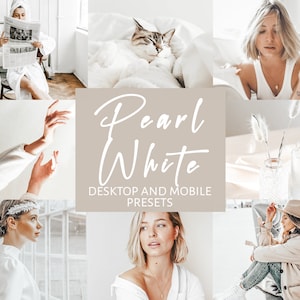 5 Lightroom Presets for Mobile & Desktop, Pearl White Presets, Airy White Presets, Clean Mobile Presets, Instagram Presets, Blogger Presets